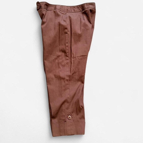 Petite Briggs New York brown capri wide leg cuffed pants - Picture 3 of 8